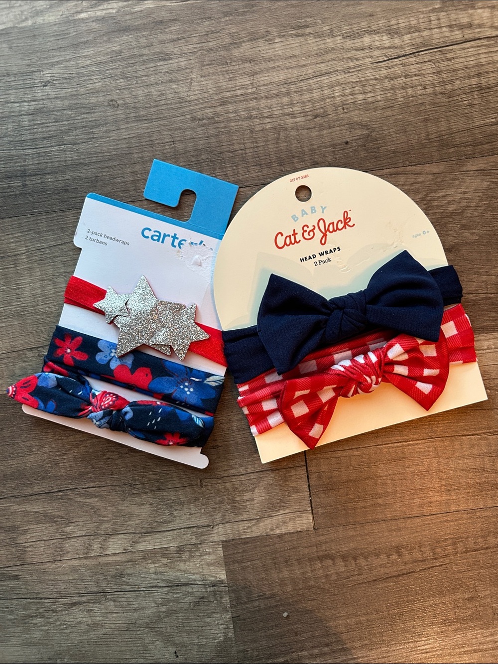 **New Items In! NEW Baby Cat & Jack and Carter's Red & Navy Kids Headwrap Duo